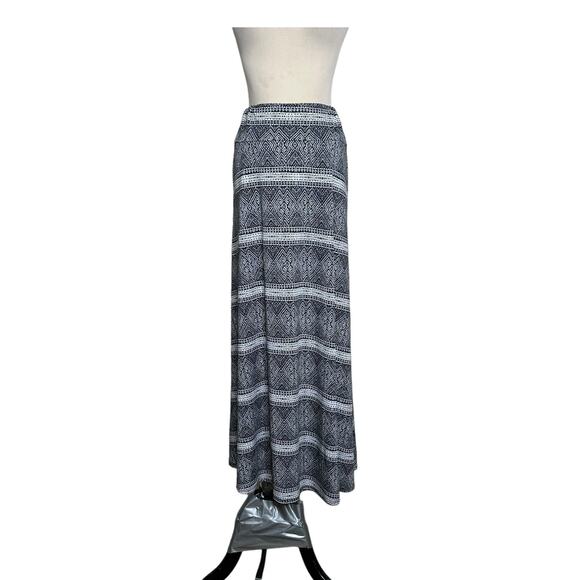 Donna Moore black white tribal print boho pull on maxi skirt size Medium - Picture 9 of 11